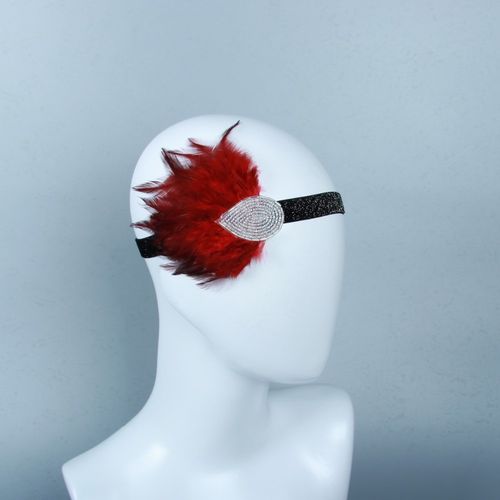 工厂销售红色羽毛弹性头带新娘头饰为妇女 hd0019